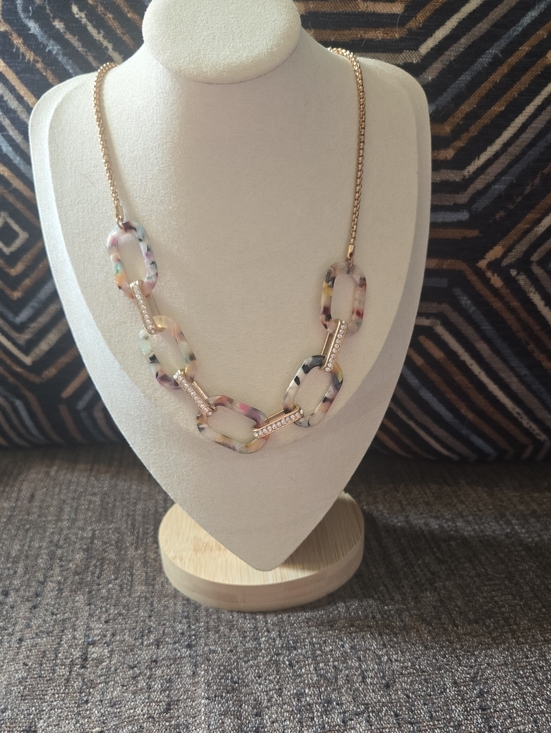 Jewelry - Vintage Y2k Chunky Multicolor Resin Link Necklace with Gold Tone Chain
